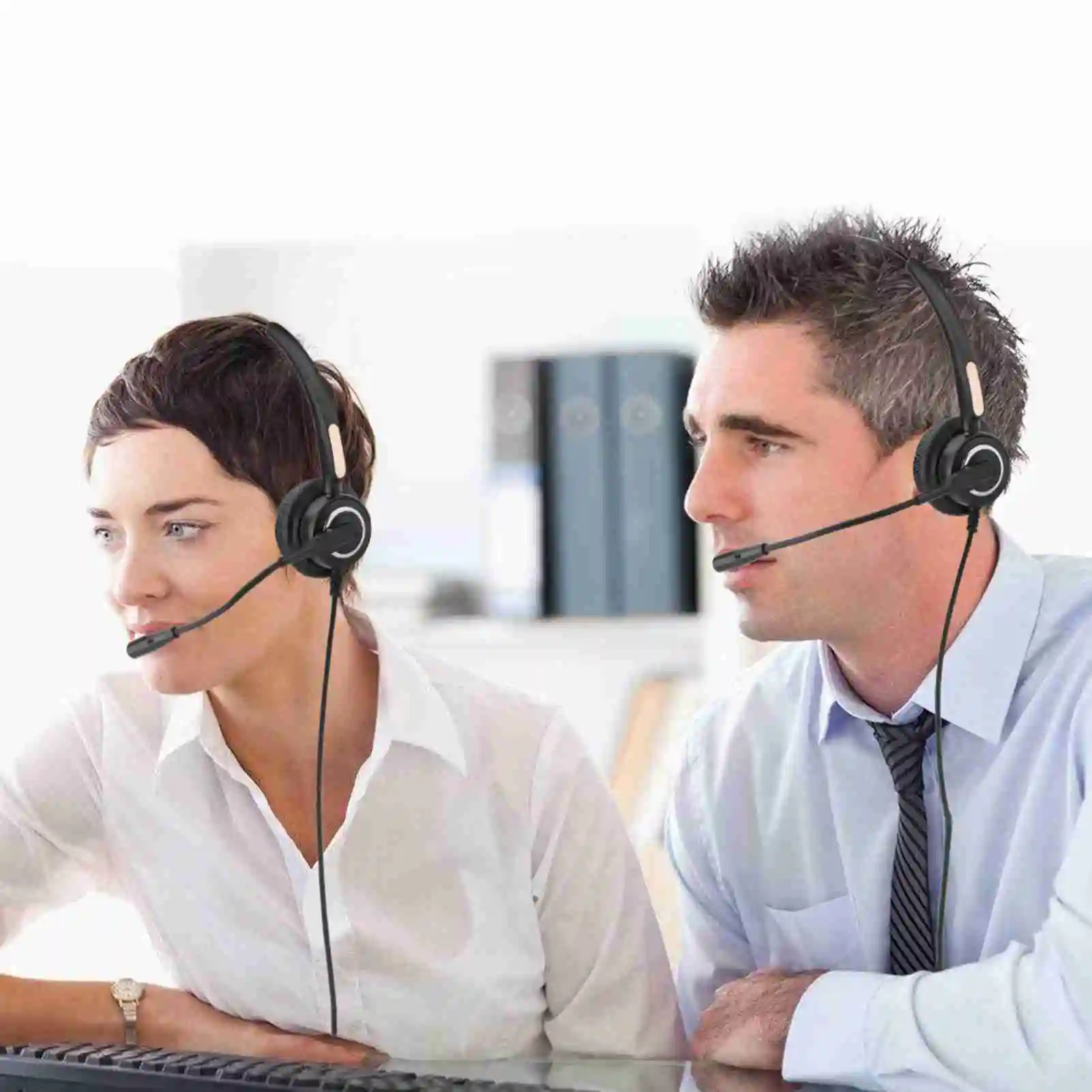 Casque de téléphone pour Center d'appels, casque de Center d'appels RJ9 avec micro antibruit avec réglage du Volume et muet
