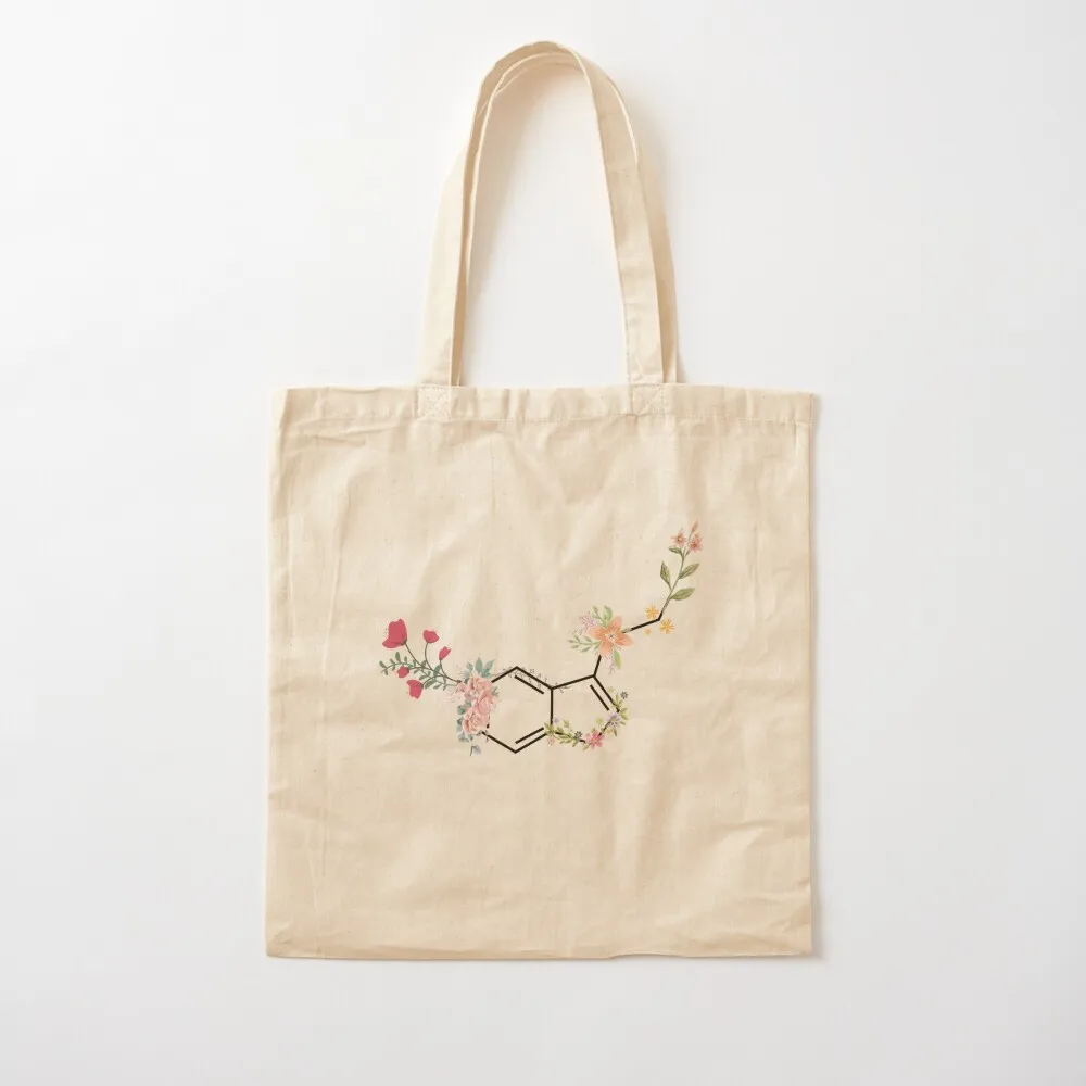 

Serotonin molecule floral art Tote Bag shopper bags for women Handbags Canvas Tote Bag
