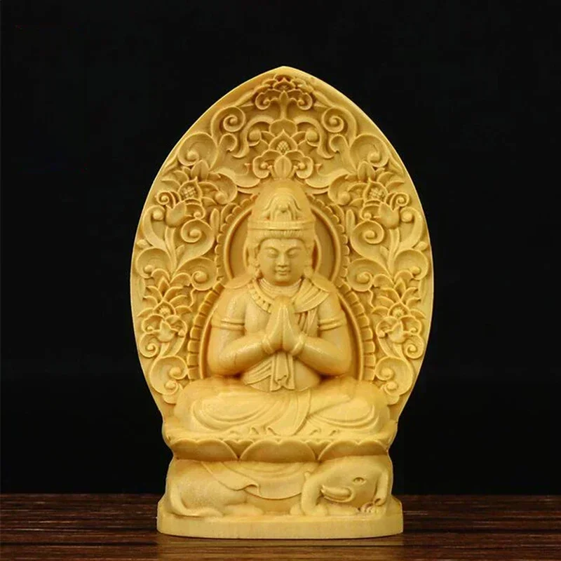 7cm Mini Small Guan Yin Wood Buddha Statue Boxwood Dragon Guanyin Bodhisattva Solid Wood Sculpture Feng Shui Home Decor