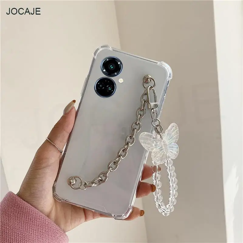 For Tecno Camon 19 Neo Clear Transparent Soft Case For Camon 18i 18P 17P 17 19 Pro 3D Hand Chain Wriststrap shockproof Cover