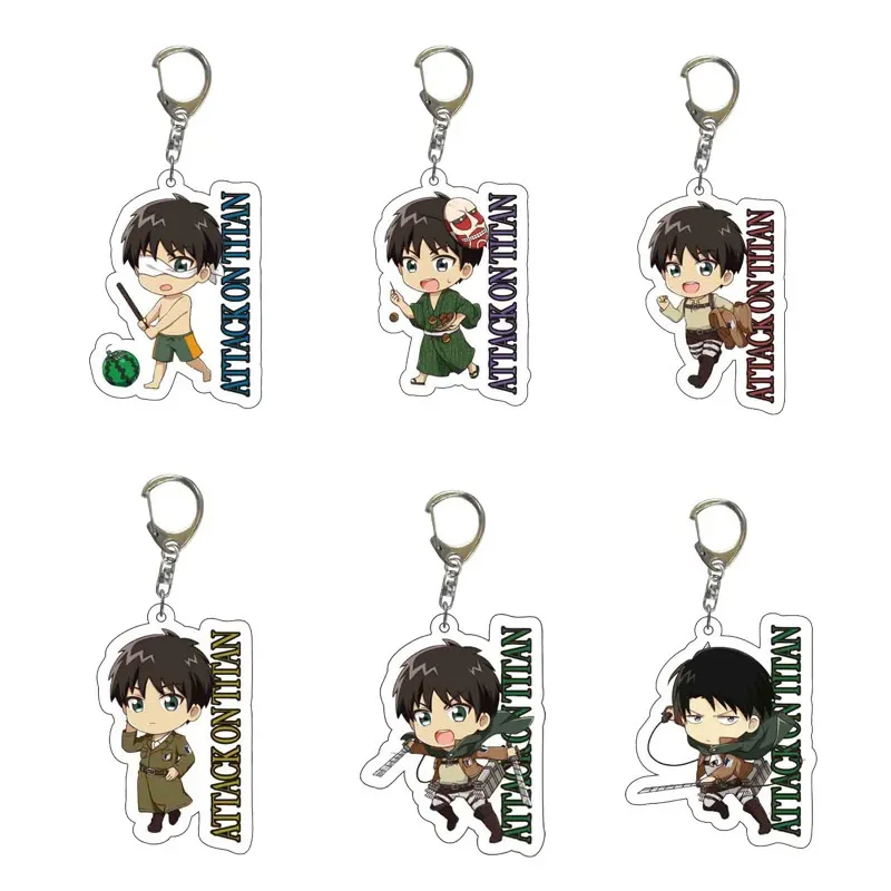 Anime Figure Eren Jaeger Mikasa·Ackerman Armin Arlert Key Ring Creative Acrylic Key Chain Model Plate Anime Peripheral Pendant