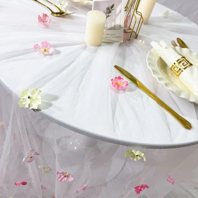 

CX lace flower table flag pleated French style color three-dimensional flower wedding table party home decoration