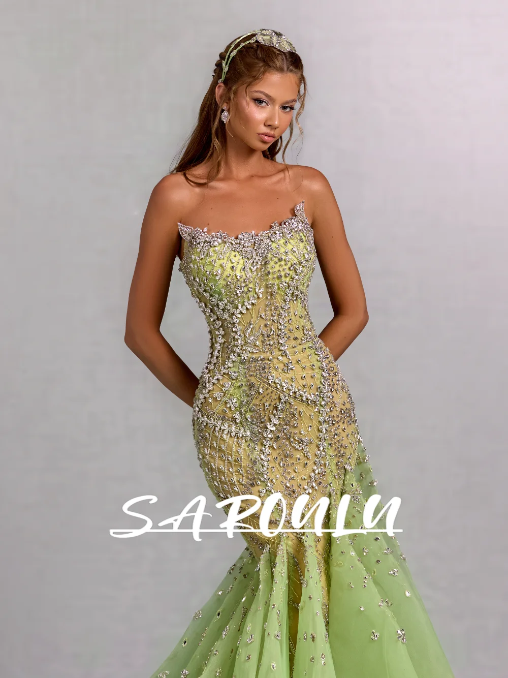 

2026 Structured Bodice Mermaid Evening Dress Intricately Crystals Prom Gown Customized Sleeveless Beaded Cocktail Galas Wear