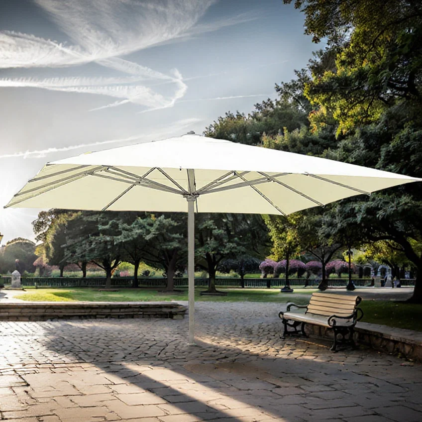 FEAMONT 7*7m Patio Umbrella with Hand Cranked Lifting Height Optional LED Light Strip Essential for Weddings and Outdoor Parties