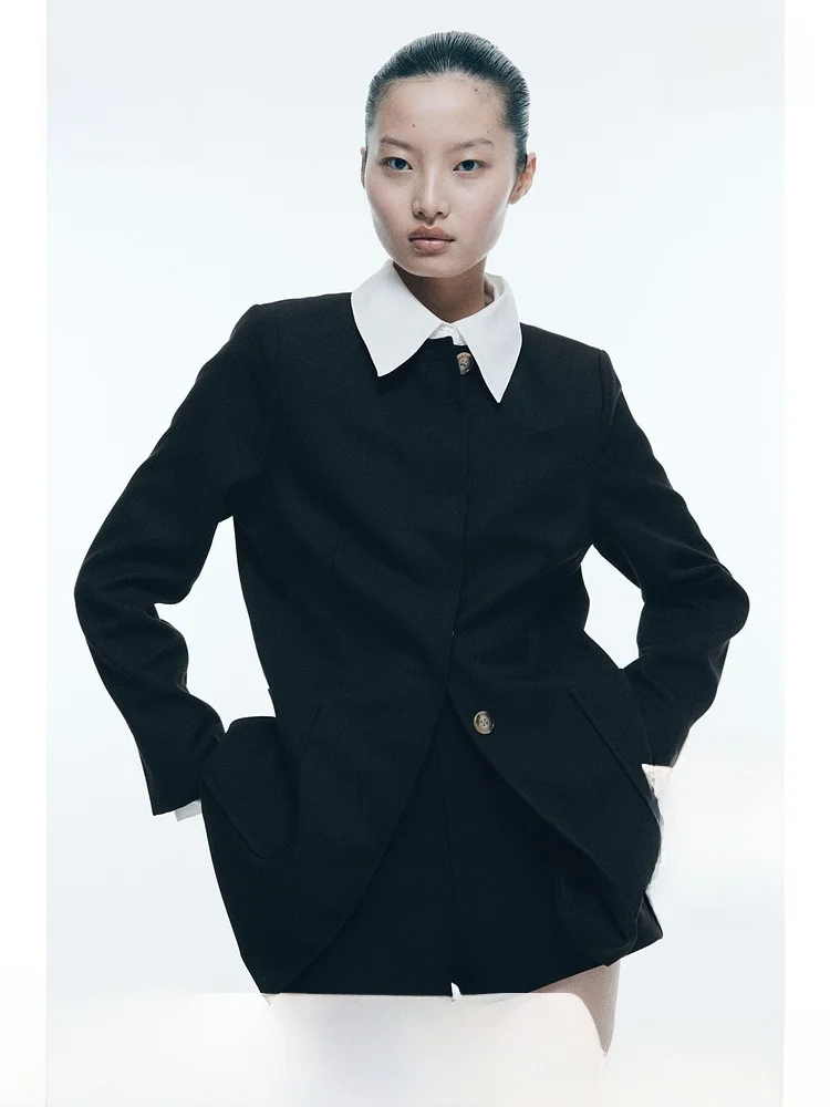 H&M ウィンター スリムフィット レディース ジャケット 277704 ポリエステル レーヨン混紡 アウター ファッション レディース プレミアム衣料