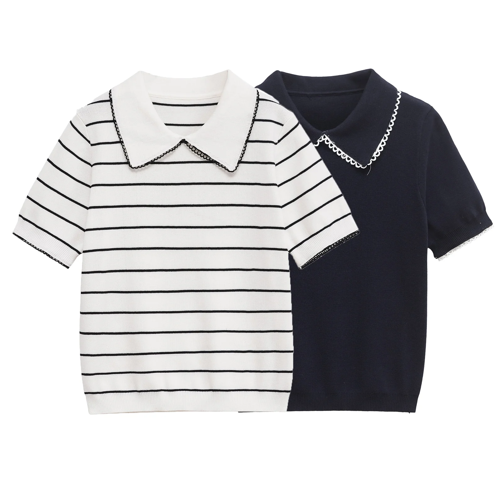 

Винтажные женские футболки-поло, женский топ в полоску с короткими рукавами, трикотажная одежда для гольфа, новые длинные трикотажные топы 2142040