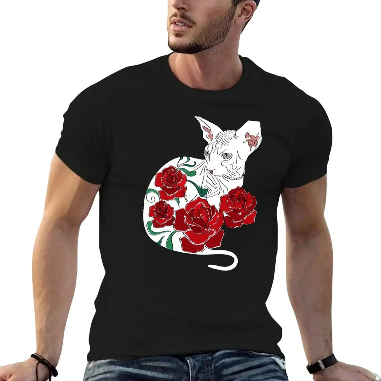 

Sphynx'n'Roses T-Shirt kawaii clothes anime stuff luxury clothes men