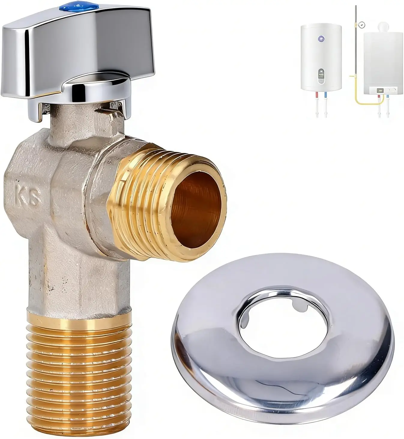 

G1/2 Large Flow Brass Angle Valve Cold Hot Water Triangle Shut-off Valve High Flow Toilet Stop Valve Bathroom Plumbing Fitting