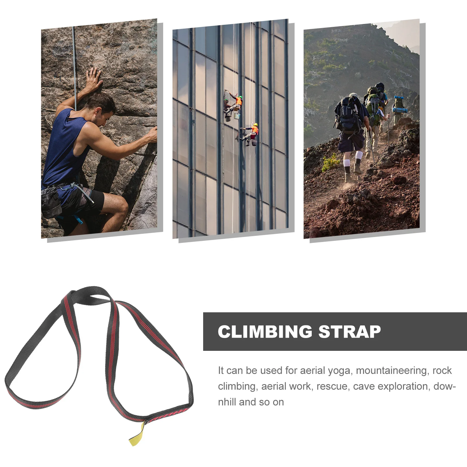 ملحقات التسلق للتدريب الرياضي في الهواء الطلق، حزام تسلق الصخور من البوليستر المتين، شريط مطاطي متعدد الأغراض للجوي