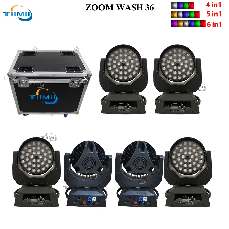 lira lavagem zoom para dj rgbwauv 6in feixe zoom moving head light flight case dmx wash light 36x18w sem imposto 01