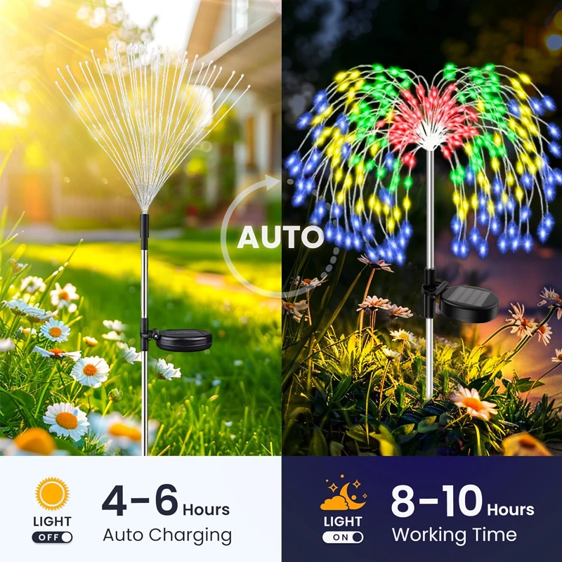 200LED Solar Power Pathway Lights Firework Decor Street Lawn Solar Lights for Outdoor Garden Yard
