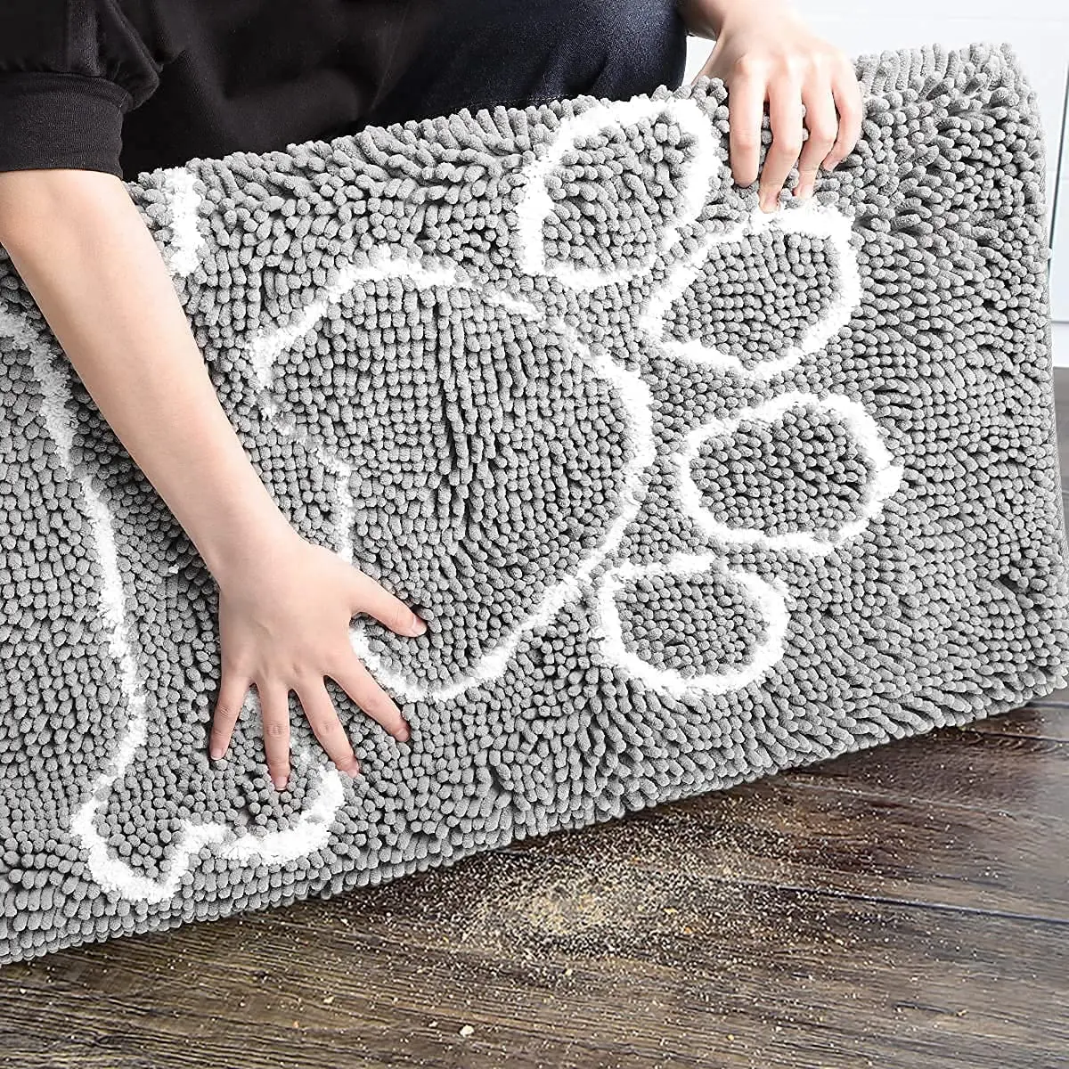 Doormat Dog Chenille Indoor Entrance Pet Door Mats Anti-Slip Floor Rug Carpet for Mud Entry Busy Area Dogs Muddy Pawprints