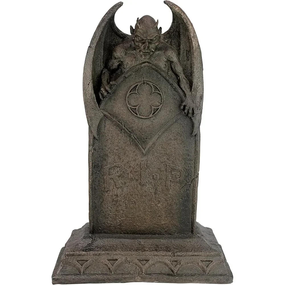 DB160282 The Vampire Demon Halloween Tombstone Gothic Decor Garden Graveyard Statue, 22 Inch, Greystone