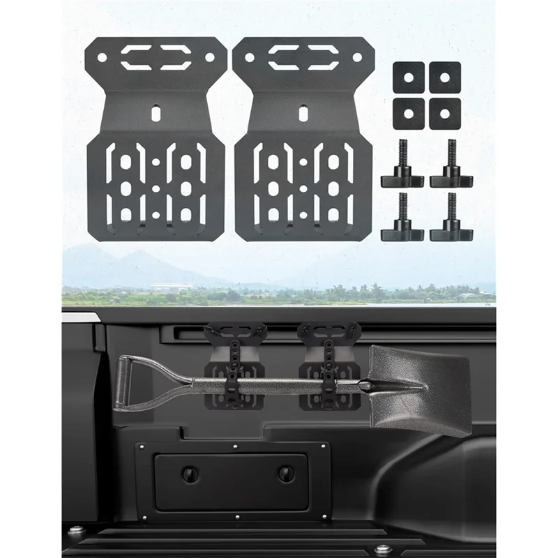 

A04E-Кронштейны для крепления на рейку кровати для Tacoma, модульная система поручней кровати для лопаток, топора, досок для восстановления, топливных банок и других инструментов