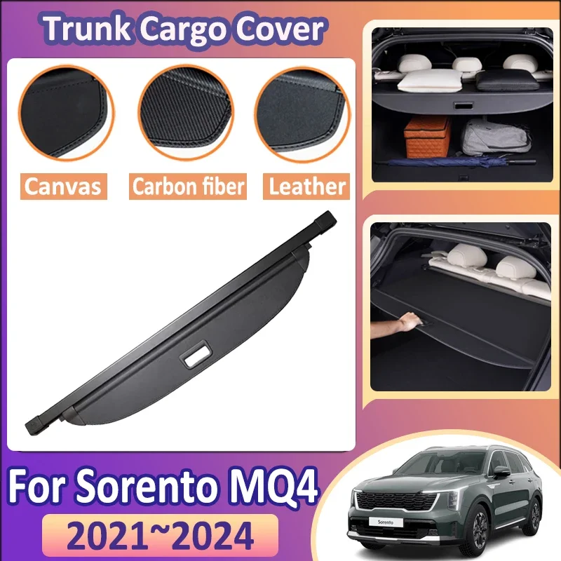 

Car Rear Trunk Partition Cover For Kia Sorento MQ4 2024 Accesories 2021~2023 Retractable Storage Luggage Curtain Auto Interior