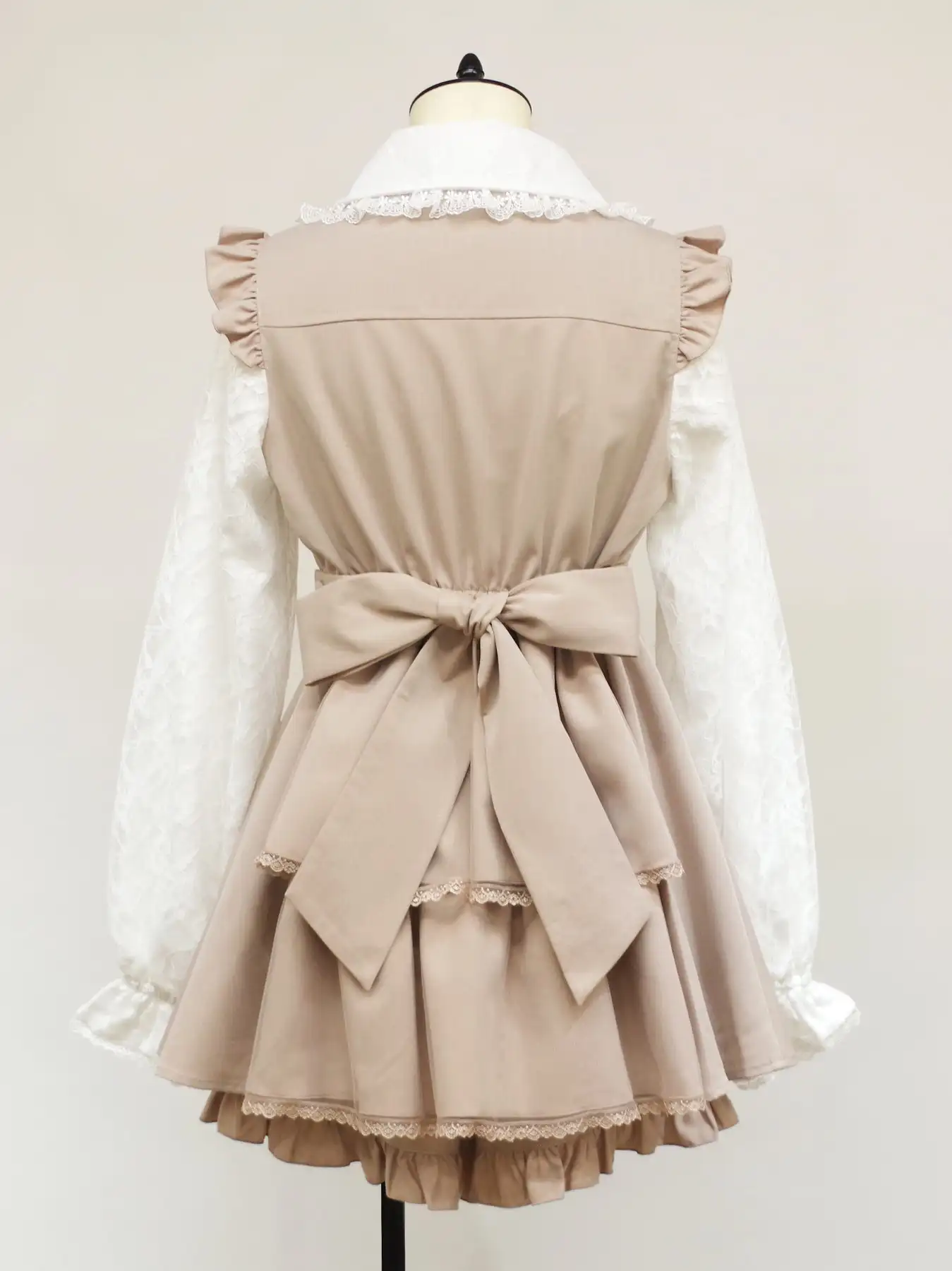 Japanese Mine Style Doll Collar Bow Lace Splicing Long Sleeve Lace-up Slim Dress High Waist Shorts Two Pieces Sets Women Autumn image 6