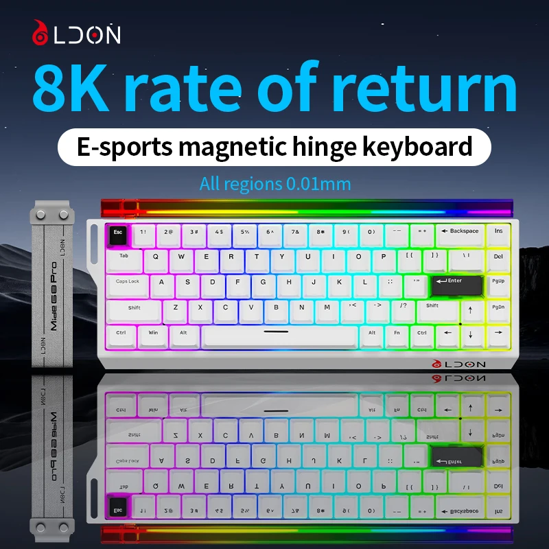 LDON 68PRO 8000Hz Magnetic Switch Gaming Keyboard with PBT Keycaps Wired USB RGB for E-sports