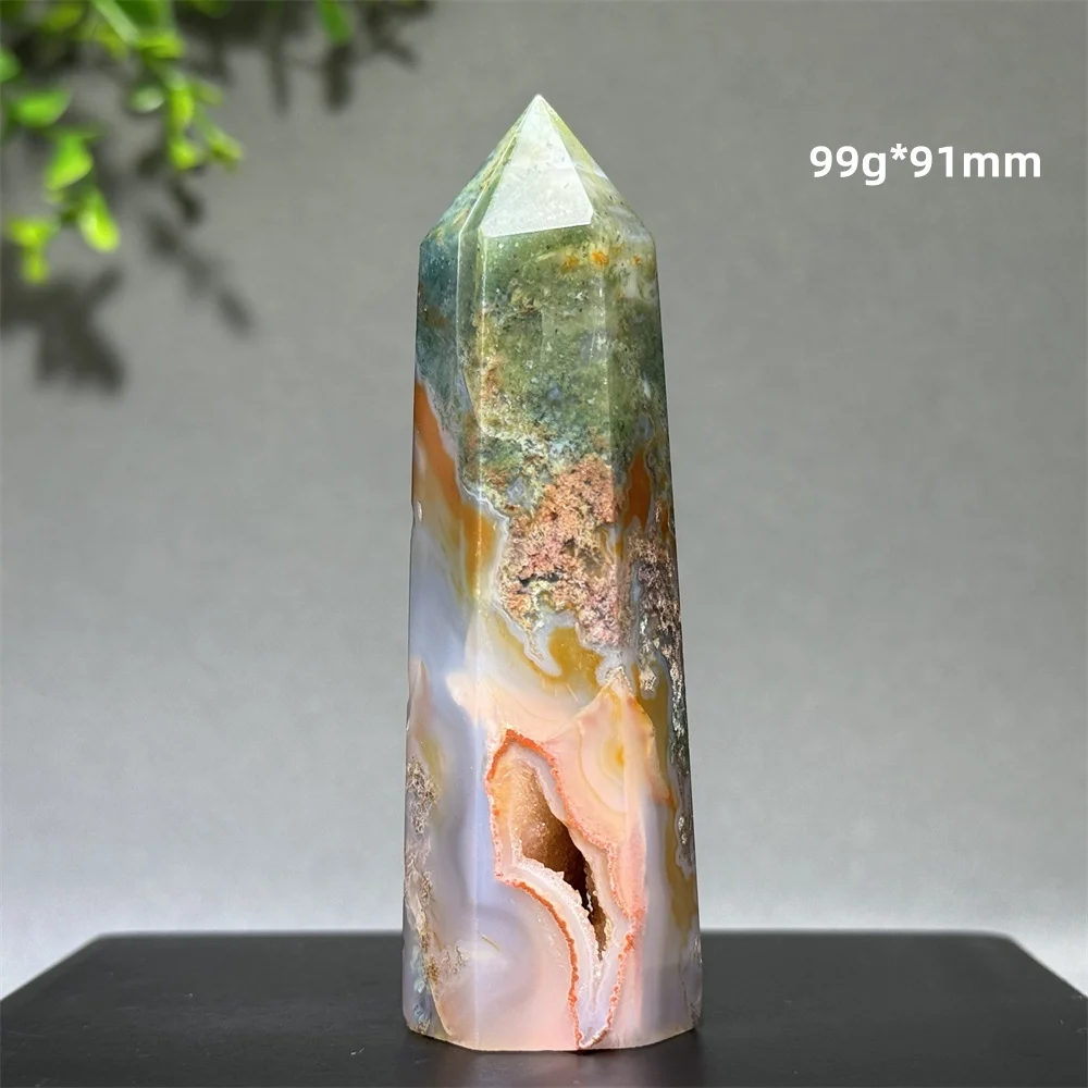 Natural Moss Agate Obelisk Hexagonal Crystal Therapeutic Energy Magic Wand  Meditation Witchcraft Home Decoration Collection
