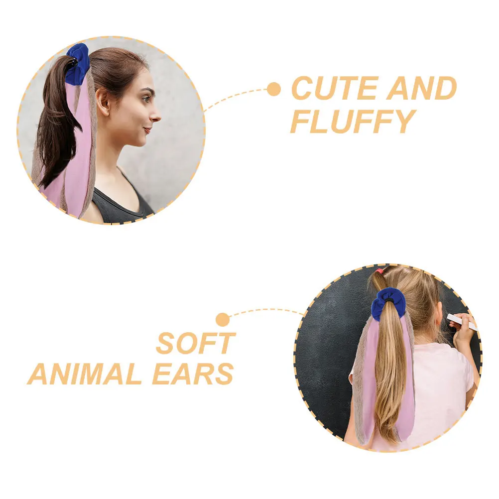

2pcs Hair Ties Animal Ears Design Soft Women Scrunchies For Party Cosplay Accessories Furry Scrunchy Ponytail Holders