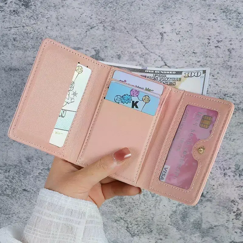 /HTF/Mini PU Leather Wallet With Flower Print And Multiple Card Slots Perfect For Women Girls Daily Use Shopping Travel Cute