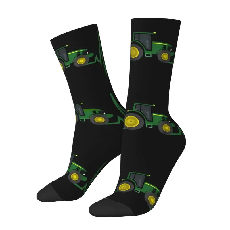 Tractor Heartbeat Dress Socks Men's Women's Warm Funny Novelty Crew Socks