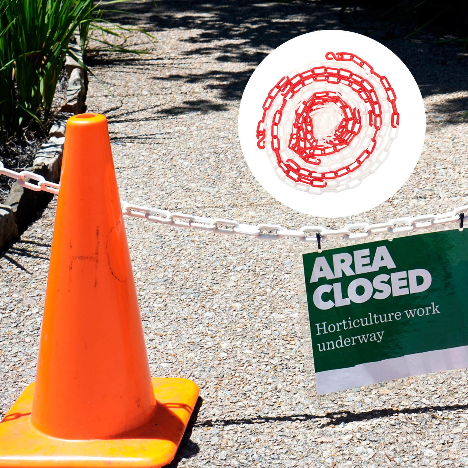 

Plastic Safety Chain Road Cone Links Lightweight Crowd Control Barrier Caution Security Traffic Facility