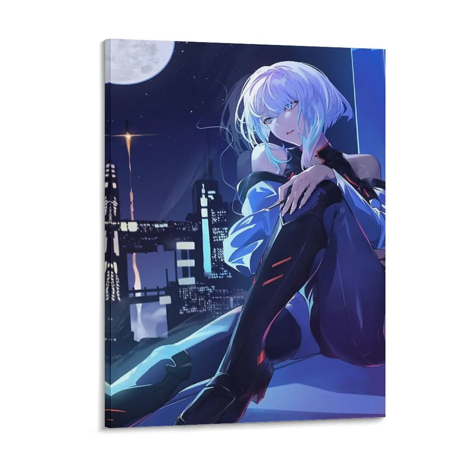Cyberpunk Moon Lucy Canvas Painting PaintingCustomized Cave Garage Wall Cave Framed Wall Painting