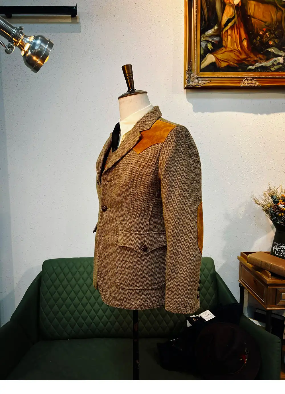 Giacca da uomo in Tweed a spina di pesce stile Semi-formale giacca Vintage americana