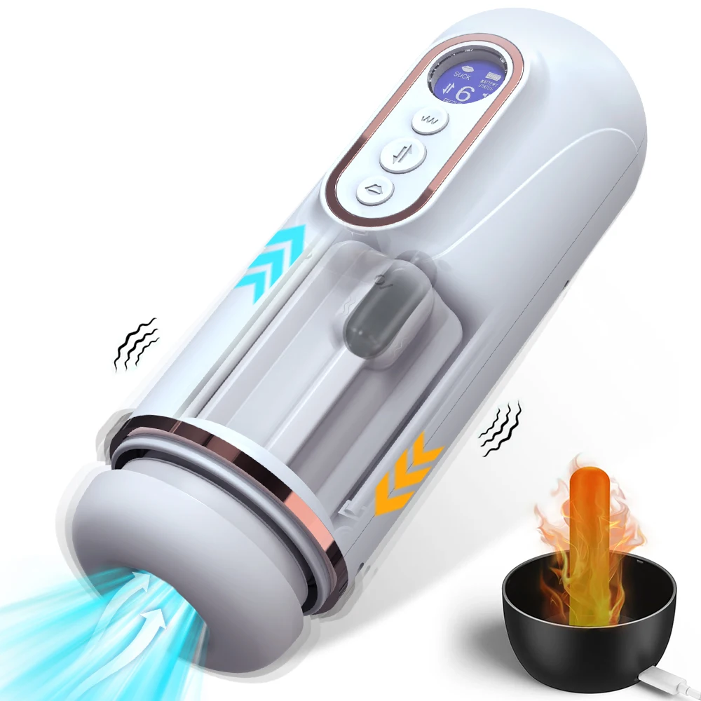 Telescopic Masturbators ถ้วยสําหรับชาย 7 Thrusting 5 ดูด 9 Vibrating ความร้อนอมควยชาย Masturbation ผู้ใหญ่ของเล่น