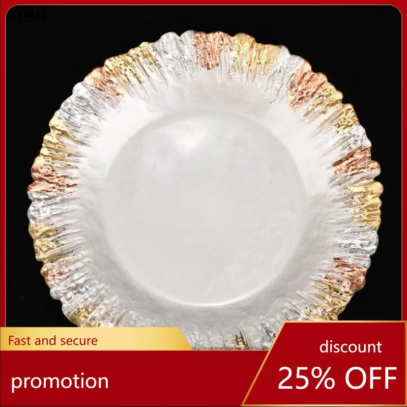 

HXL Electroplated Decorative Plate for Restaurant Steak Western Food Placemat for Home Use