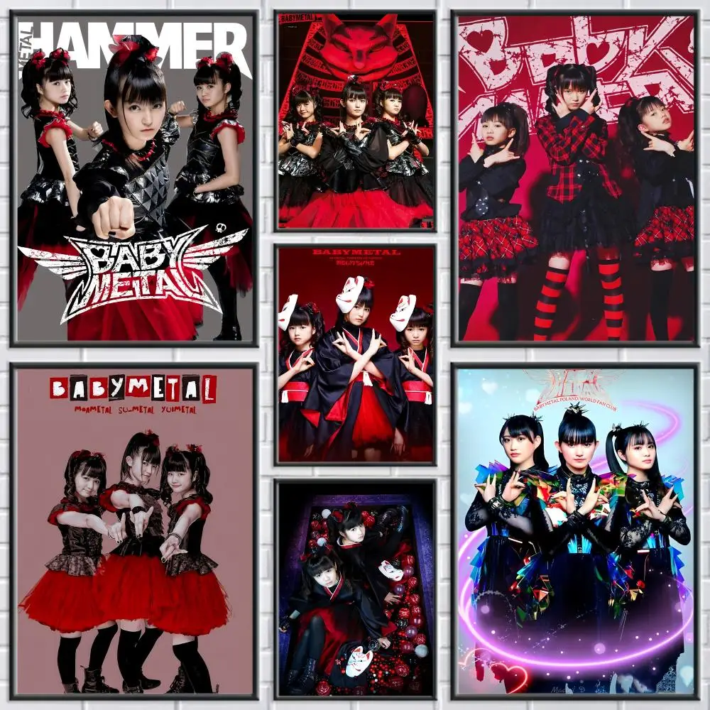 Music Star B-Babymetal Pop Group Poster Perfect Sticker Self Adhesive Wall Art Decor for Home Office Dining Spaces