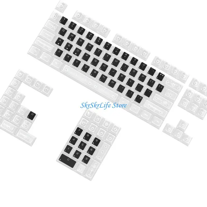 E65E 126-Piece Mechanical Keyboard Keycap Collection, OEM Profile English Characters Light-Transmitting for ROG Azoth Extreme