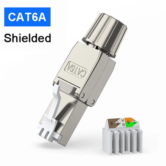 ZoeRax RJ45 Cat6A Cat7 Cat8 Werkzeugfreier Stecker Wiederverwendbarer Abgeschirmter Ethernet-Feldmodularstecker 2000MHz 40Gbps LAN-Kabel 22-26AWG