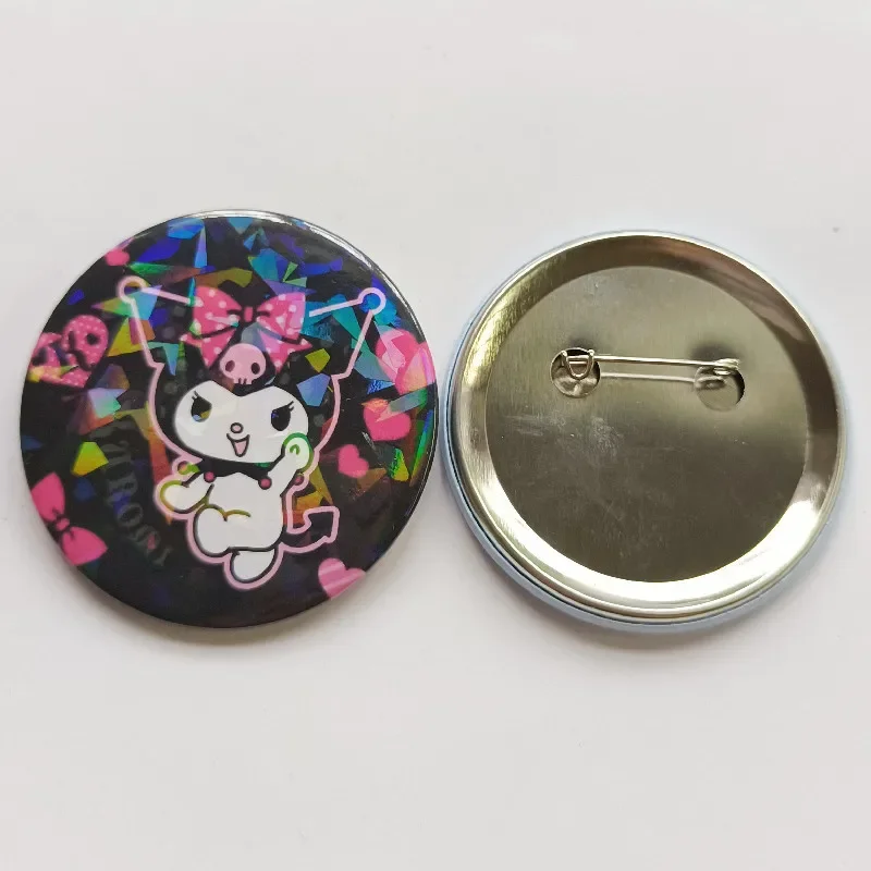 Sanrio  Mymelody Cinnamoroll Cartoon Metal Badge Tinplate Material My Melody Cute Girls Kawaii Brooch Kids Toys Birthday Gifts