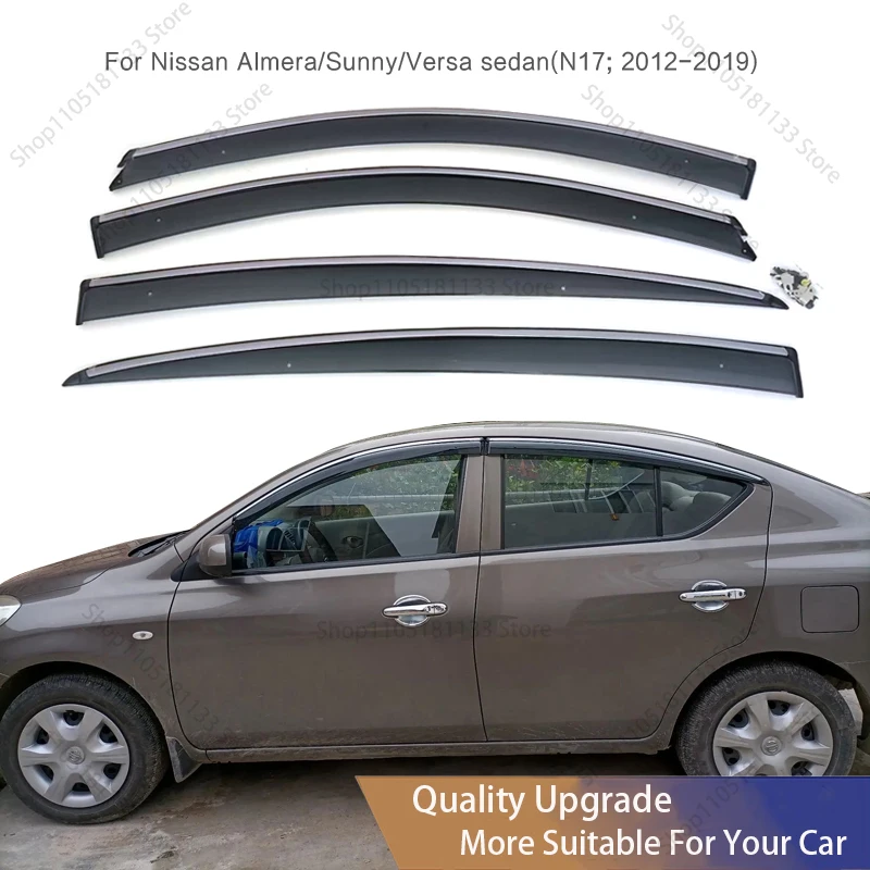 For Nissan Almera/Versa Sedan N17 2012-2019 Accessories Window Deflectors Rain Sun Vent Visor Weather Shield