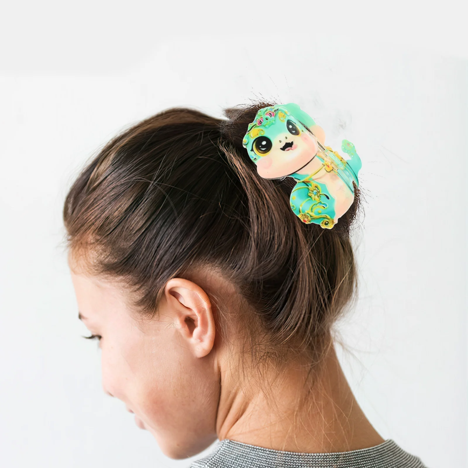 Grampo de garra de cabelo de cobra bonito dos desenhos animados pequeno animal em forma de plástico mini banana mandíbula grampos de cabelo para mulher