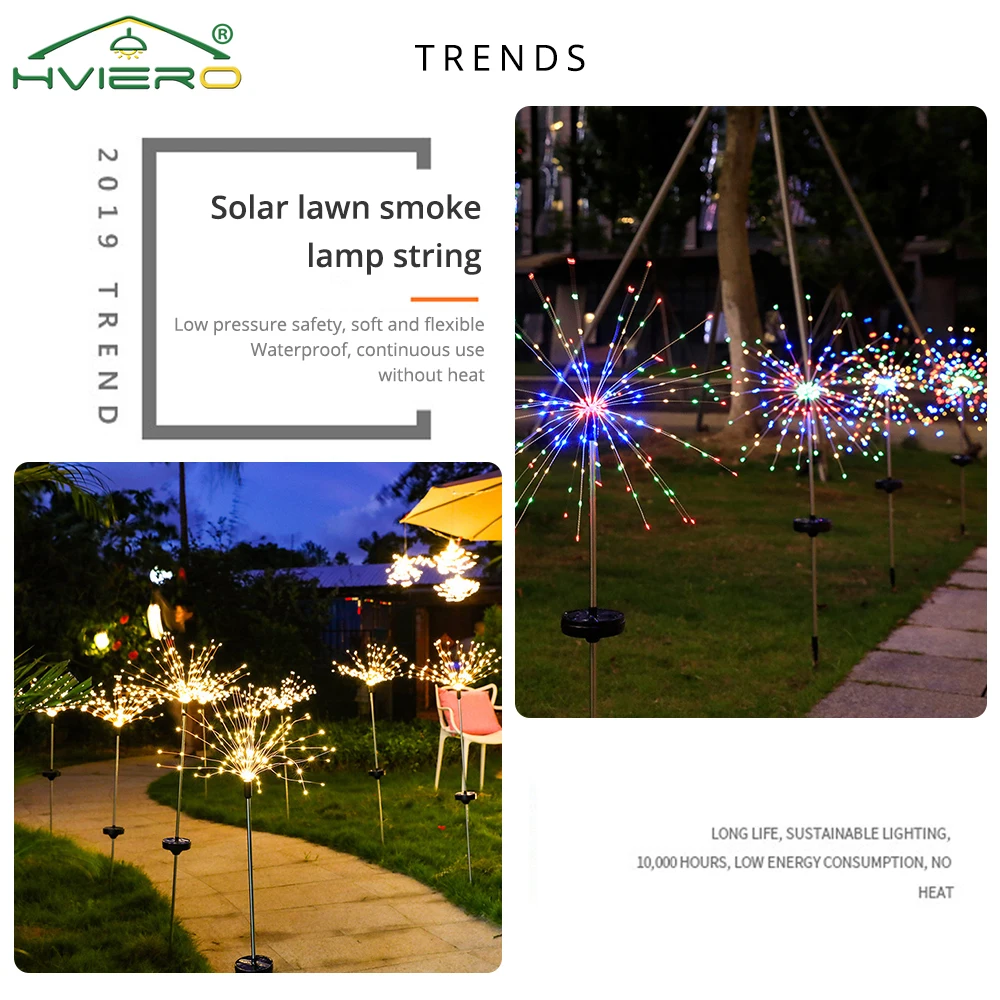 

Solar 150LED Light Outdoor Waterproof Fireworks For Garden Park Villa Christmas Wedding Holiday Decoration Atmosphere Night Lamp