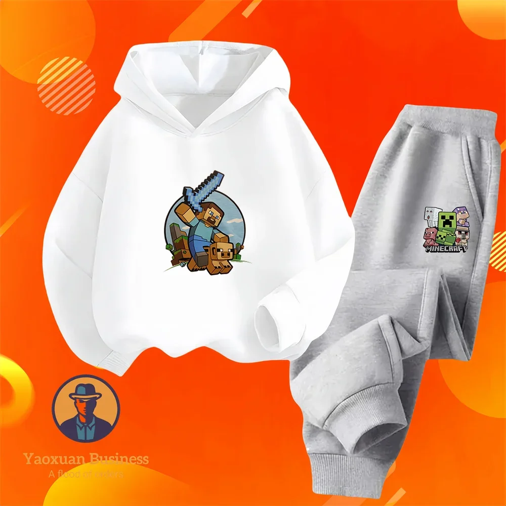 

Long-sleeved Hooded Sweatshirts and Pants for Boys and Girls, Cute Prints, Fun Vibrations, Happy Minecraft, Cartoon