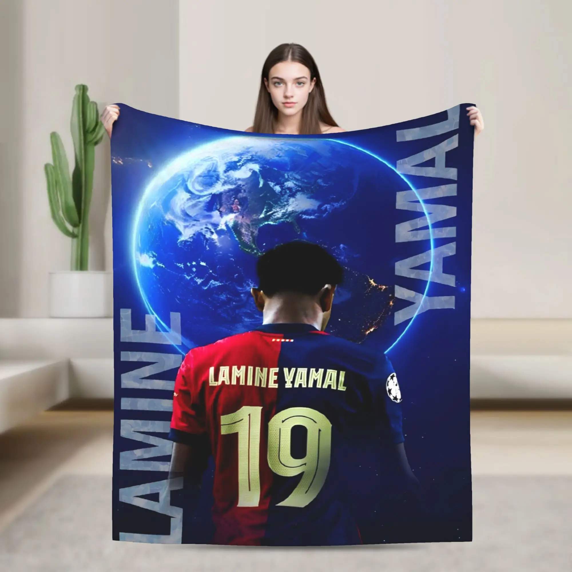 Number 19 Football Lamine Y-Yamal Fleece Blanket  Custom Throw Blanket for Home 200x150cm Quilt
