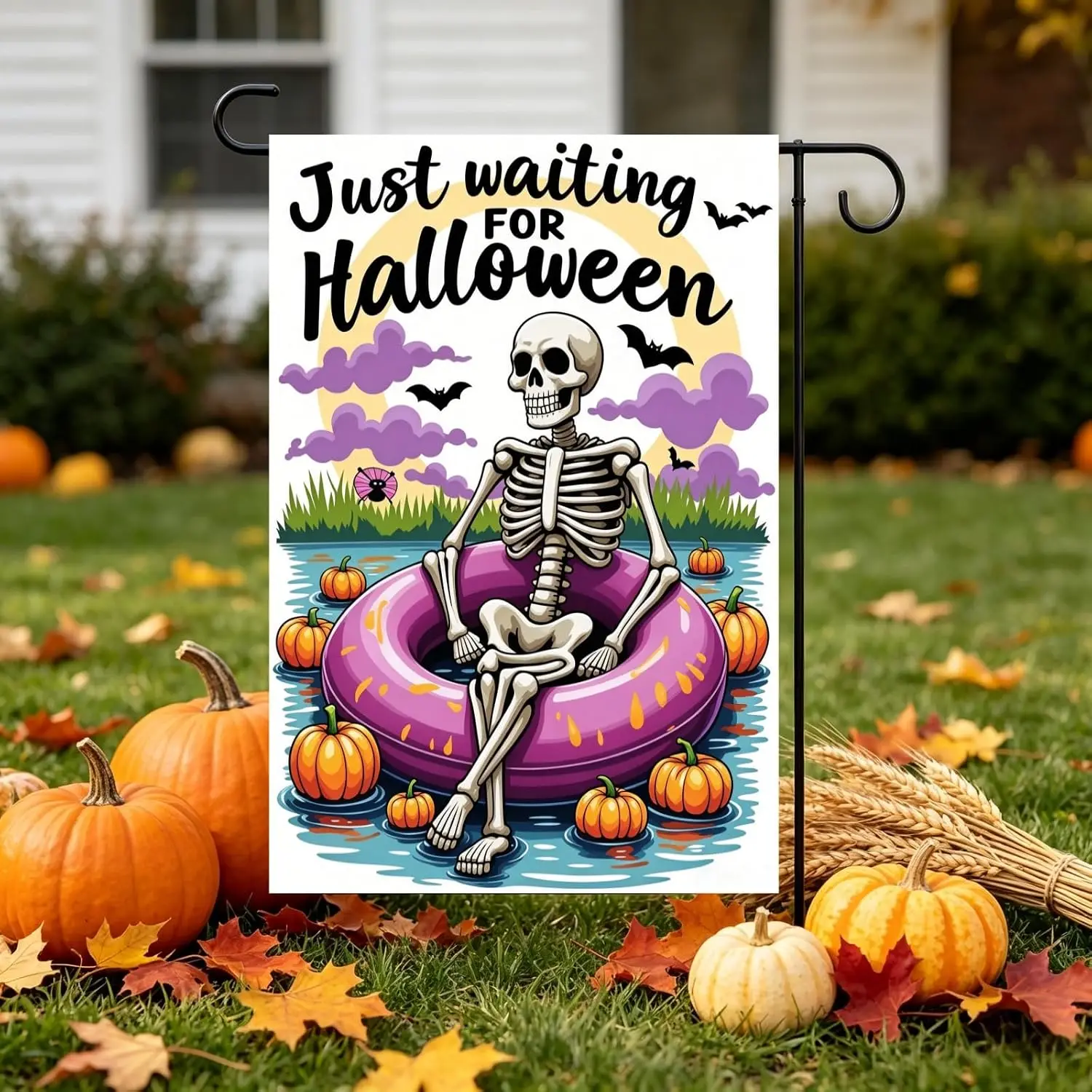 Pumpkin Halloween Garden Flags 12x18 Double Sided,Skull Yard Flags Outside | Small Outdoor Decor Flag for Farmhouse Porch La llp