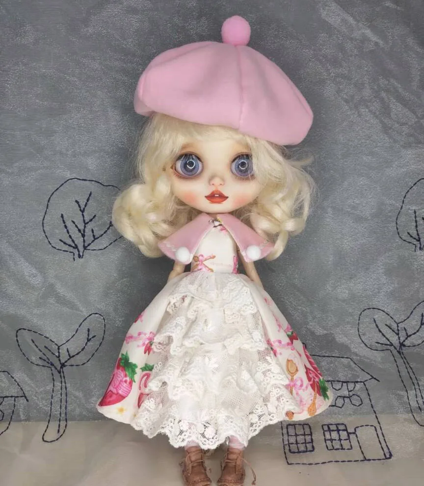 2024 whiter warm style 4pcs Blythe doll dress Main skirt, shawl, socks, hat 1/6 BJD 30cm for Pullip,Ob22,Ob24, Licca