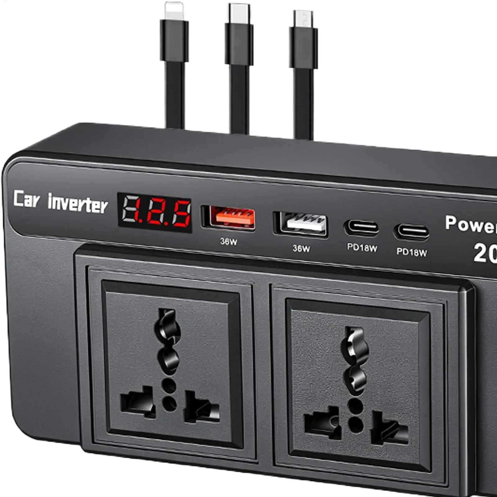 

Car Power Inverter Portable DC 12V to AC 110V Inverter 200W Car Plug Adapter Outlet for Phone Laptop Vehicle RV Truck Camping