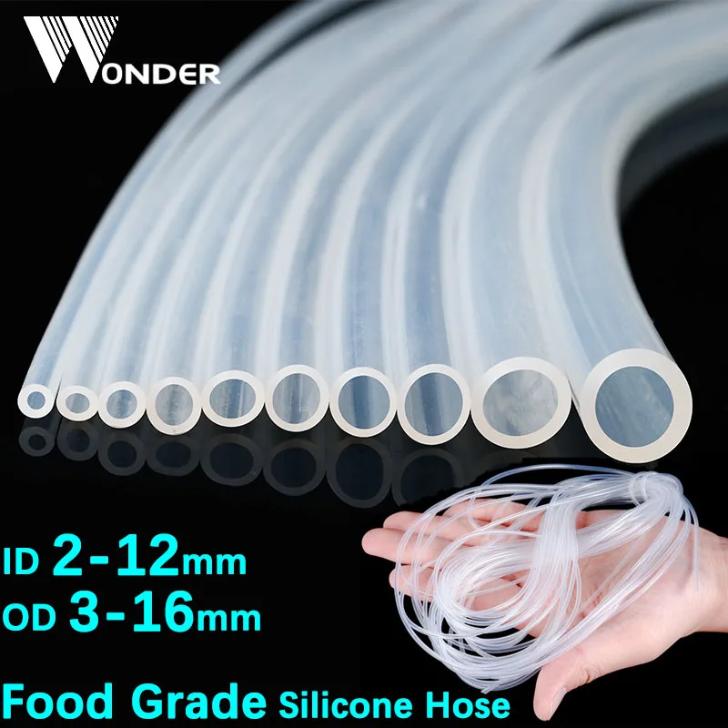 1/2/3/5M Food Grade Silicone Rubber Hose Clear Transparent Flexible Silicone Tube Nontoxic soft capillary Inner Diameter0.5-14mm