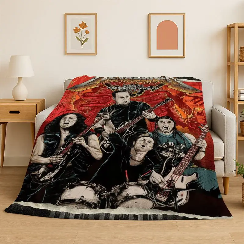 Metal Band M-Metallica Thrash Cartoon Flannel Throw Blanket,Warm Cozy Blanket for Bed,Sofa,Couch,Bedroom,Living Room,Office,Gift