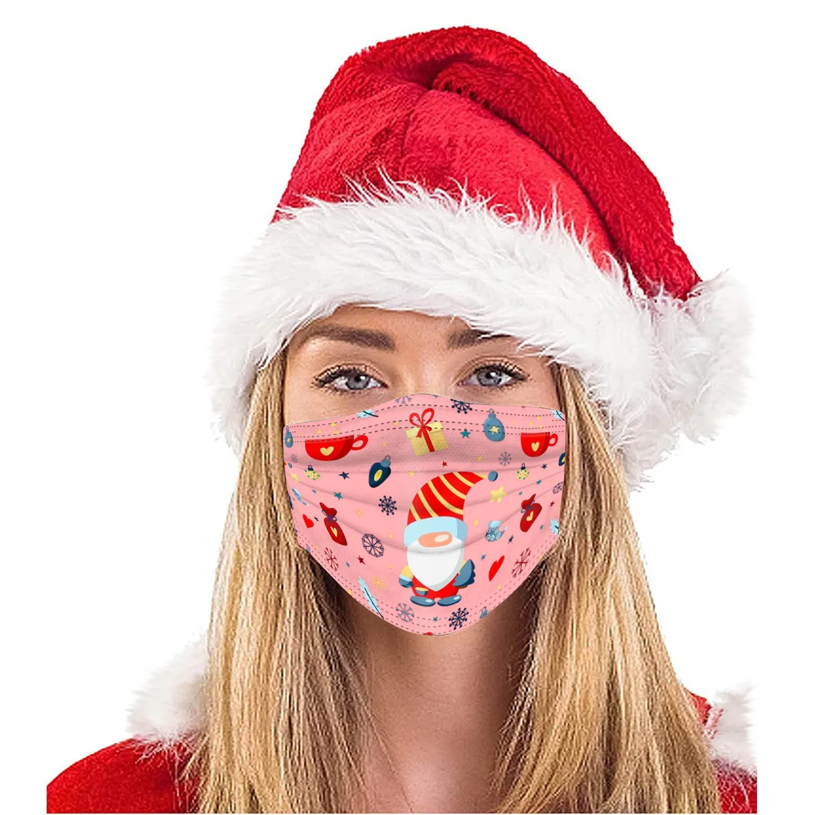 Adult Christmas Printing Disposable Mask Industrial 3-layer Mask Unisex 10 Pieces Outdoor Dust-Proof Face Protective Mask