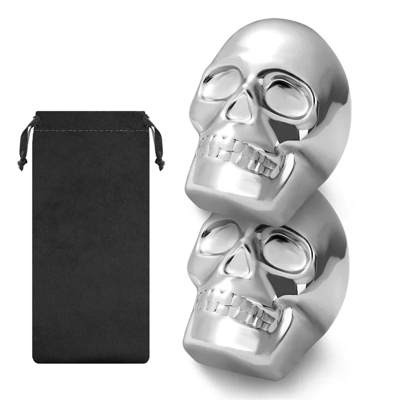 Reusable 2 Skeleton Head Whiskey Stone Home Beer Beverages Wine Whiskey Quick-Freeze for Club Bar Party Wedding Wine Accessory
