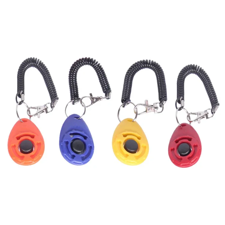 1Pcs Dog Training Clicker Oval Shape Pet Cat Dog Click Trainer Multi-color Aid Adjustable WristStrap Sound Key Chain Accessories