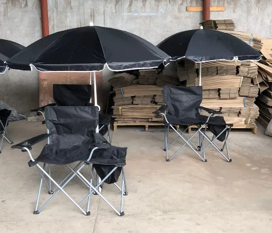 Outdoor portable umbrella folding chair stool camping beach chair, multi-functional storage box fishing chair