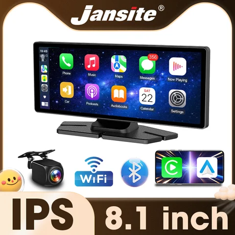8.1인치 대시캠 차량 후방 카메라 무선 카플레이 & 안드로이드 오토 4K DVR WIFI GPS 네비게이션 비디오 레코더 블랙박스 FM AUX