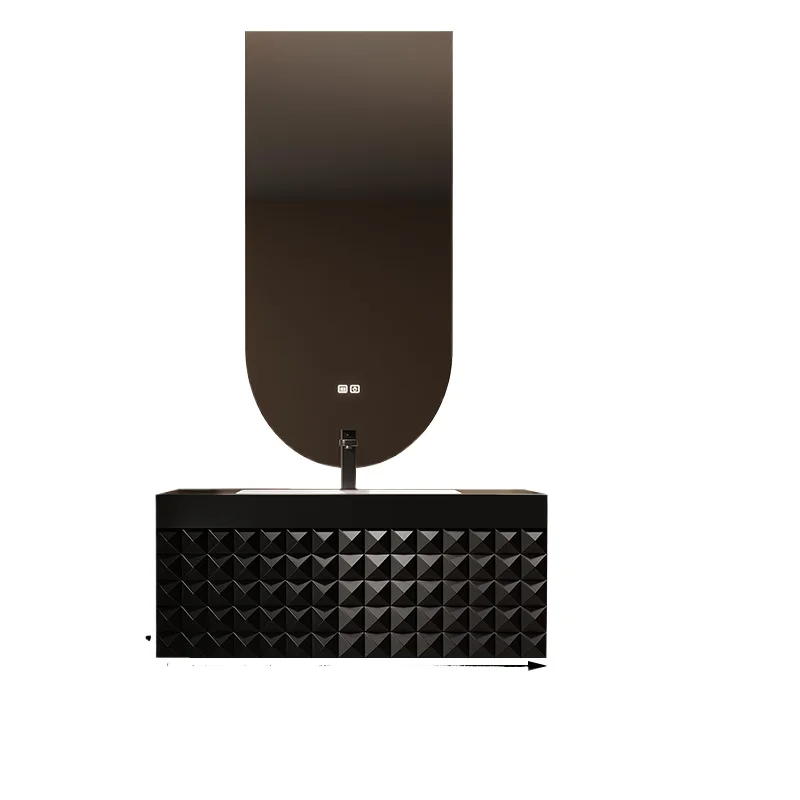 

Легкий роскошный дубовый шкаф для ванной комнаты в стиле отеля, комбинированный шкаф для ванной комнаты, умывальник из каменной плиты, шкаф для ванной комнаты